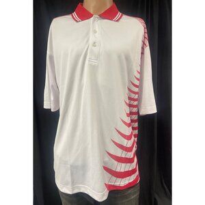 Skins Game Men's Short Sleeve Shirt/Polo/Golf White & Red Size M SKU 2193
